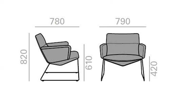 CAPRI LOUNGE BU1739 - Sled base upholstered armchair with armrests by Andreu World - view 3